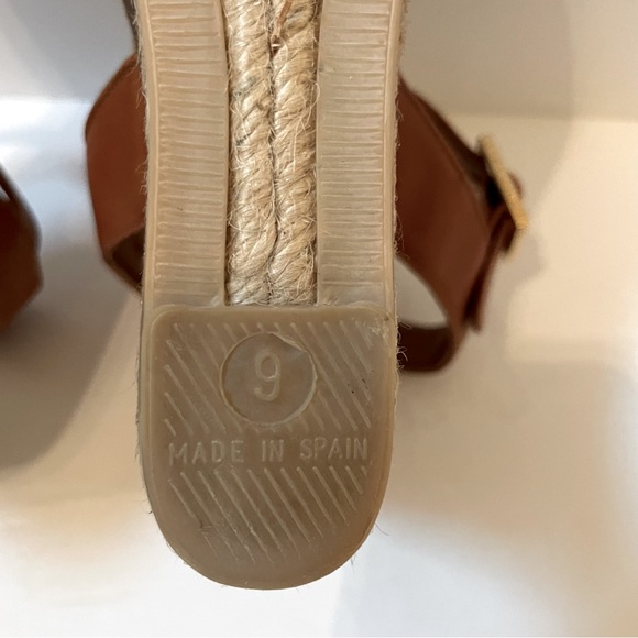TORY BURCH Wood Wedge Heeled Espadrille Sandals Size 9 - Picture 13 of 14